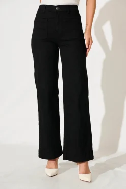 Clearance Juan High Rise Wide Leg Jean In Black Denim Bottoms|Denim