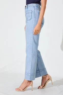 Discount Juani High Rise Wide Leg Jean In Light Blue Denim Bottoms
