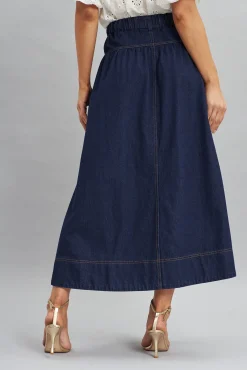New Judith Maxi Denim Skirt In Dark Blue Bottoms|Denim