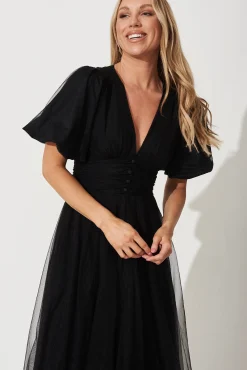 Online Juliet Midi Dress In Black Tulle Dresses|Cocktail