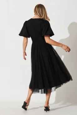 Online Juliet Midi Dress In Black Tulle Dresses|Cocktail
