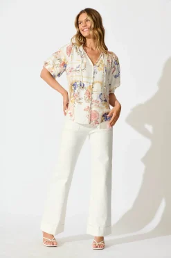 New Jupiter Shirt in Vintage Floral Print Tops|Casual