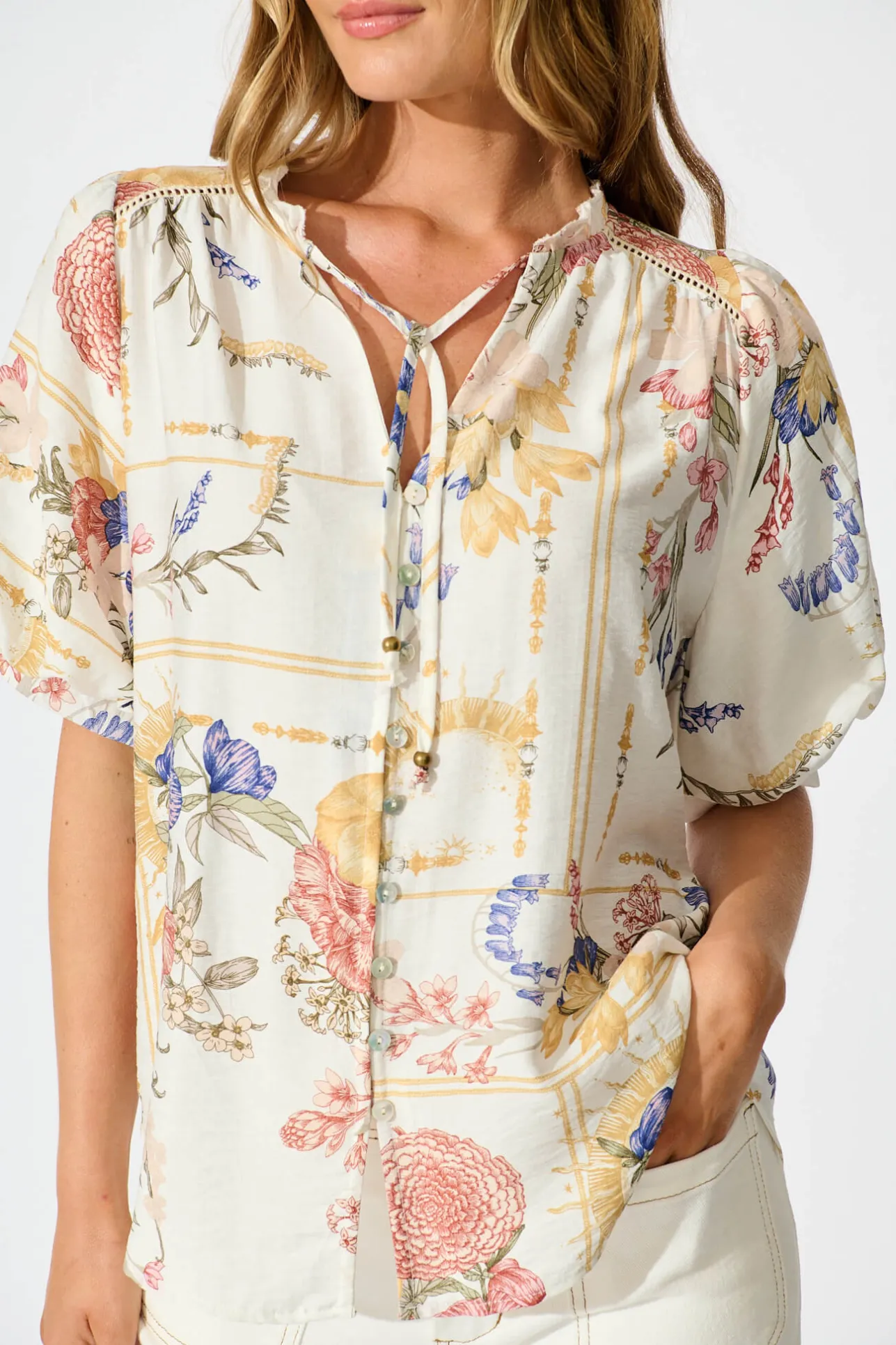 New Jupiter Shirt in Vintage Floral Print Tops|Casual