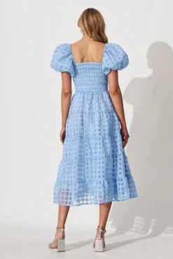 Sale Kaitlyn Midi Dress In Sky Blue Organza Dresses|Cocktail
