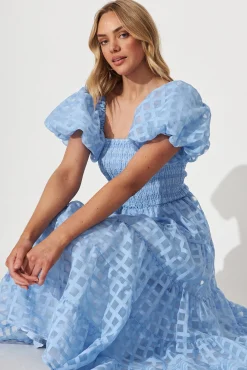 Sale Kaitlyn Midi Dress In Sky Blue Organza Dresses|Cocktail