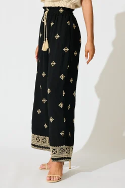 Best Katana Pant in Black Embroidery Bottoms|Pants