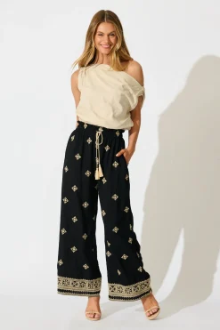 Best Katana Pant in Black Embroidery Bottoms|Pants