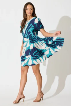 Outlet Kathleen Smock Dress in Multi Blue Print Dresses|Casual