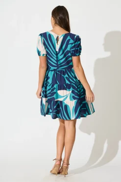 Outlet Kathleen Smock Dress in Multi Blue Print Dresses|Casual