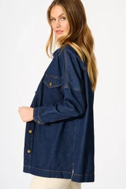 Discount Katya Shacket in Dark Blue Denim Outerwear|Outerwear