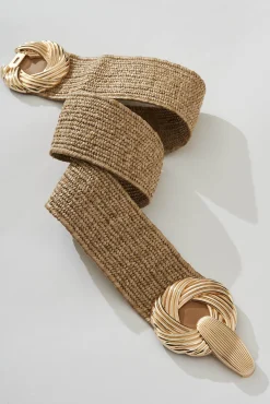 Discount Katya Stretch Straw Belt In Light Brown Belts