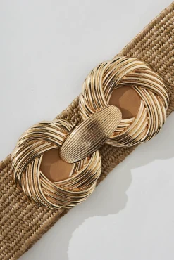 Discount Katya Stretch Straw Belt In Light Brown Belts
