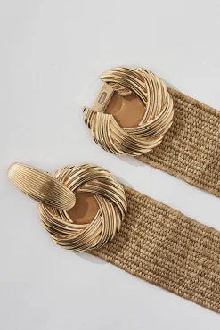 Discount Katya Stretch Straw Belt In Light Brown Belts