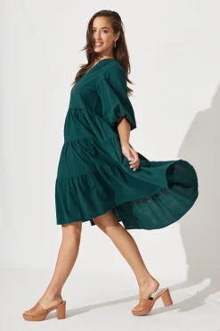 Hot Kehlana Tiered Smock Dress In Emerald Green Dresses|Casual