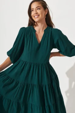 Hot Kehlana Tiered Smock Dress In Emerald Green Dresses|Casual