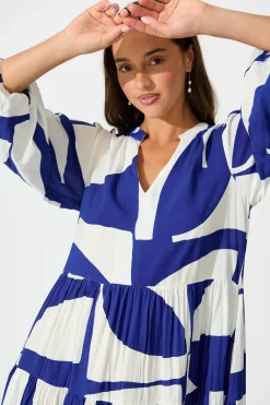 Best Kehlana Tiered Smock Dress In Navy Geo Print Dresses|Casual