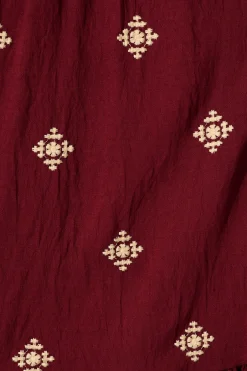 Hot Kelsey Midi Dress in Wine with Cream Embroidery Dresses|Casual