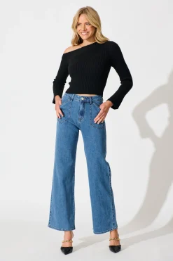 Clearance Kiss At Midnight Knit Top in Black Tops