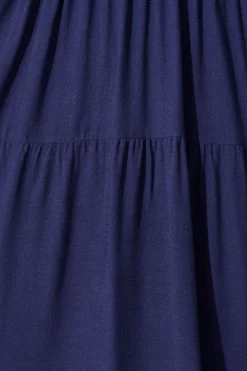 Hot Kristen Midi Smock Dress In Navy Linen Blend Dresses|Casual