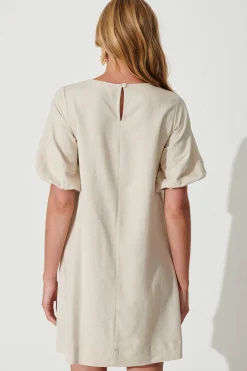 Best Kyoto Dress In Oatmeal Cotton Linen Dresses|Casual