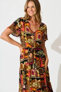 Discount Laconia Midi Dress In Black Multi Print Dresses|Casual