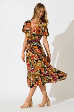 Discount Laconia Midi Dress In Black Multi Print Dresses|Casual