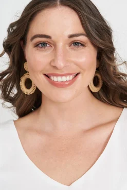 Discount Lalla Drop Earrings In Woven Rattan Jewellery