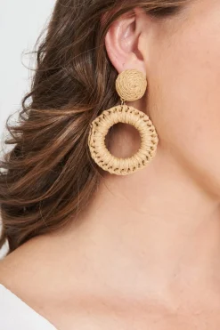 Discount Lalla Drop Earrings In Woven Rattan Jewellery