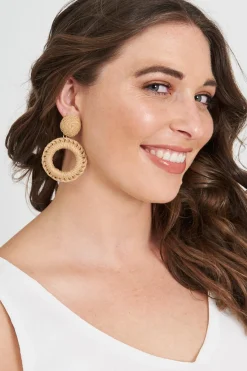 Discount Lalla Drop Earrings In Woven Rattan Jewellery