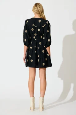 Outlet Lanetta Dress in Black Embroidery Dresses|Casual