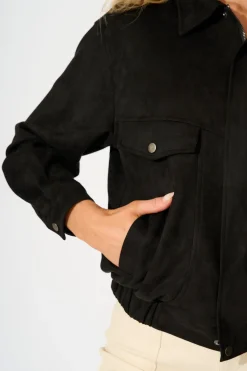 Outlet Laney Jacket in Black Suedette Outerwear|Outerwear