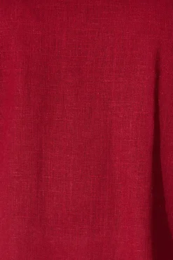 Discount Lanie Top in Wine Cotton Linen Tops