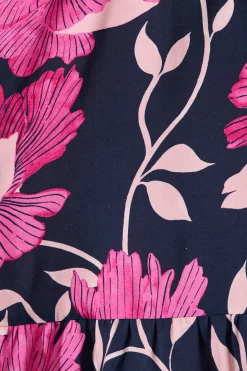 Clearance Lara Dress In Navy with Pink Floral Dresses|Casual