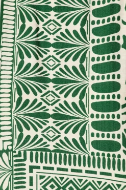 Discount Leona Top in Green and Cream Tile Print Tops|Casual