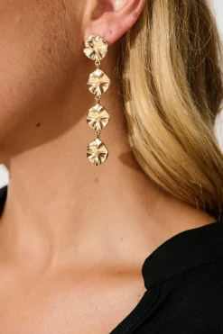 Discount Leonora Textured Metal Drop Earrings in Gold Jewellery