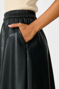 Hot Let It Happen Midi Skirt in Black Leatherette Bottoms|Skirts & Shorts