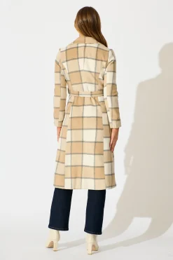Outlet Lexington Coat in in Beige Check Outerwear|Outerwear