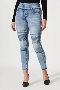 Outlet Little Lies High Rise Skinny Jegging In Mid Blue Denim Bottoms|Pants