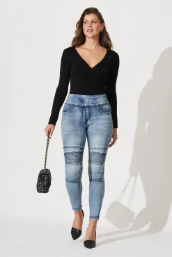 Outlet Little Lies High Rise Skinny Jegging In Mid Blue Denim Bottoms|Pants