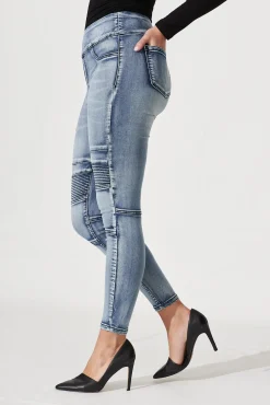 Outlet Little Lies High Rise Skinny Jegging In Mid Blue Denim Bottoms|Pants