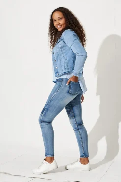 Outlet Little Lies High Rise Skinny Jegging In Mid Blue Denim Bottoms|Pants