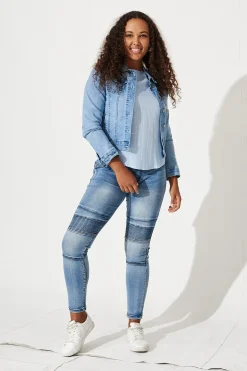 Outlet Little Lies High Rise Skinny Jegging In Mid Blue Denim Bottoms|Pants