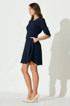 Best Lizbeth Dress In Textured Navy Dresses|Casual