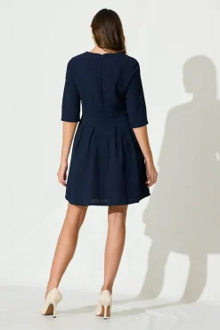 Best Lizbeth Dress In Textured Navy Dresses|Casual