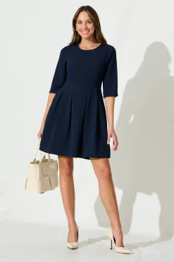 Best Lizbeth Dress In Textured Navy Dresses|Casual