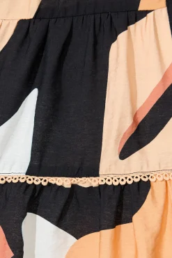 Discount Lohan Dress in Rust with Black Print Dresses|Casual
