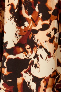 Sale Loop Me Maxi Shirt Dress in Multi Brown Print Satin Dresses|Casual