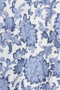 Clearance Loriet Maxi Shirt Dress In Blue With White Floral Cotton Blend Dresses|Casual