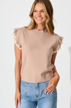 Sale Louisa Knit Top in Toffee Wool Blend Tops