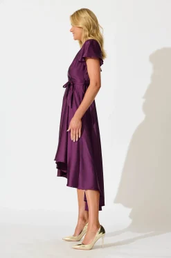 Outlet Loulou Maxi Dress in Plum Satin Dresses|Party